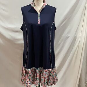 Pebble Beach XL sports dress quarter zip, sleeveless, floral base&trimPickleball